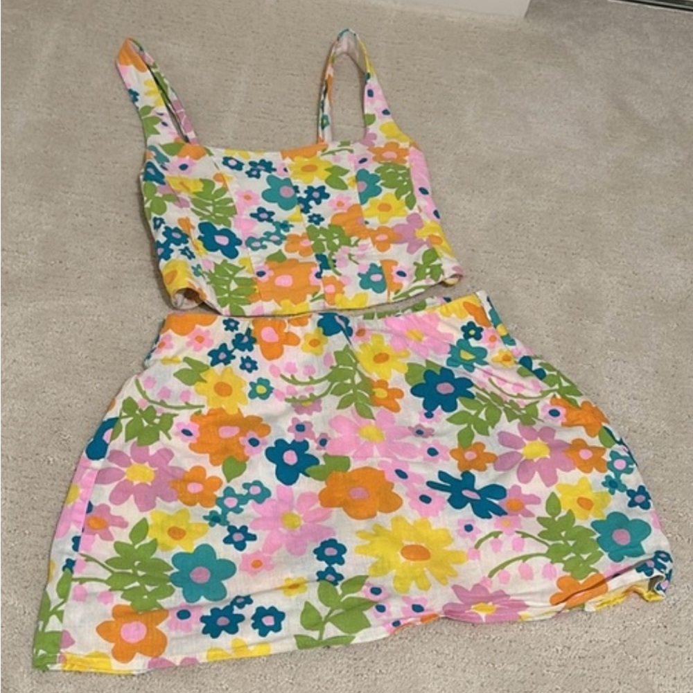 Floral Tank Top and Skirt Set